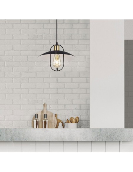 Lámpara de techo retro negro con dorado