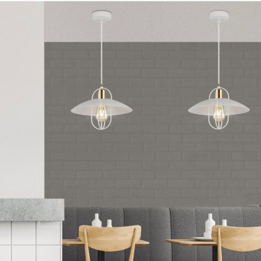 Oferta lámparas de cocina blancas con dorado