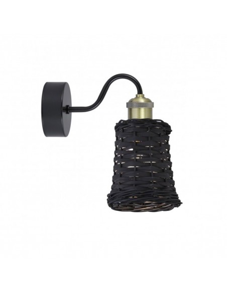 Apliques de Pared Metal y Mimbre Negro