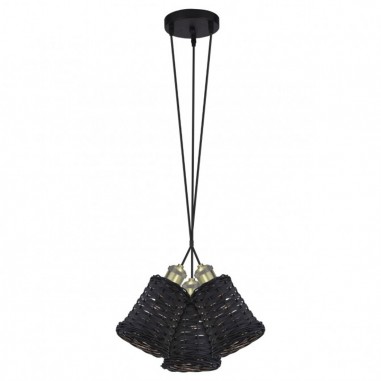 Lámpara con armazón negro y portalámparas dorado