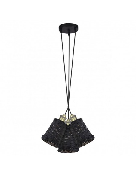 Lámpara con armazón negro y portalámparas dorado