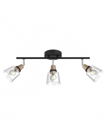 Regleta con focos y tulipas transparentes