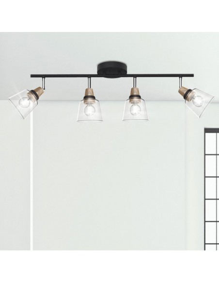 Regleta de focos con madera y cristal