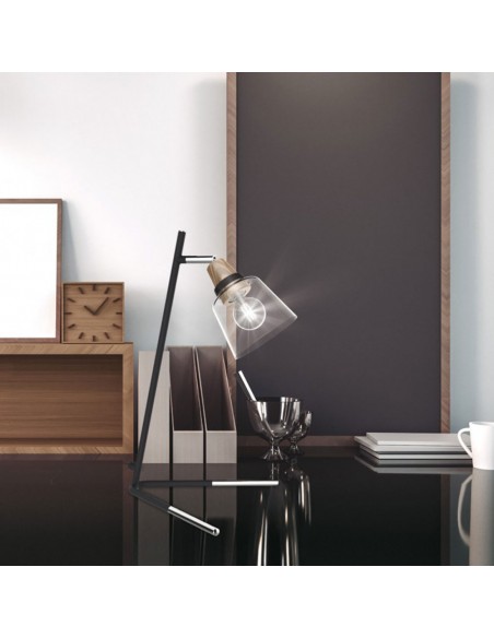 Lámpara de sobremesa con tulipa transparente