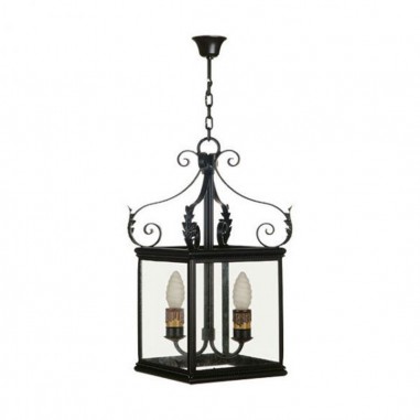 Oferta farol negro con hojas de 2 luces