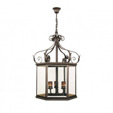 farol negro de 6 caras con 3 luces