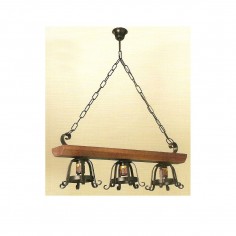 Lámpara viga madera 3 luces