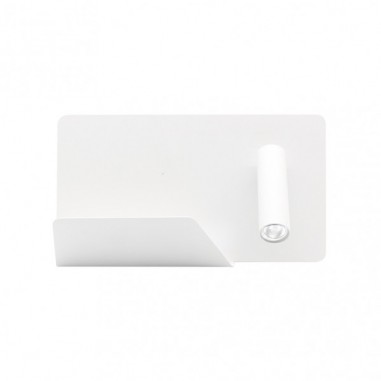 Aplique de pared blanco con bandeja y lector