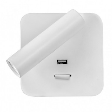 Lector de pared con puerto Usb blanco