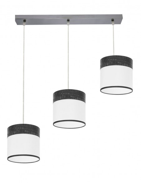 Lámpara de Tela Blanco y Madera Negra 3 Alturas