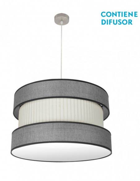 Lámpara Pantalla Tela Beis Gris 40, 50 y 60 cm