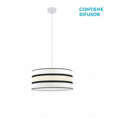 Lámpara Pantalla Tela Rayas...