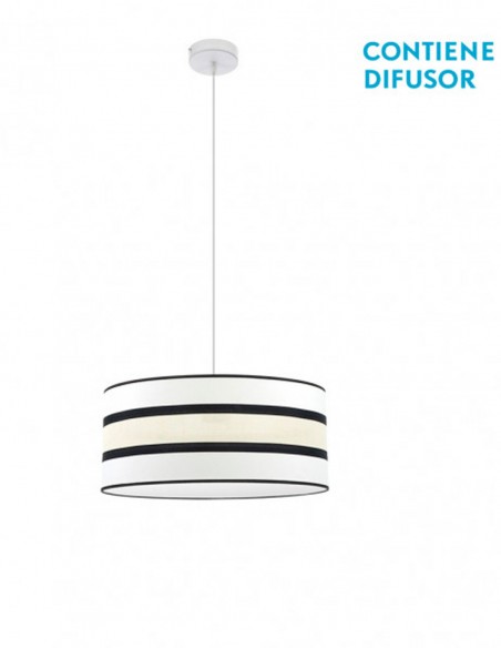 Lámpara Pantalla Tela Rayas Blanco Beis 40, 50 y 60 cm