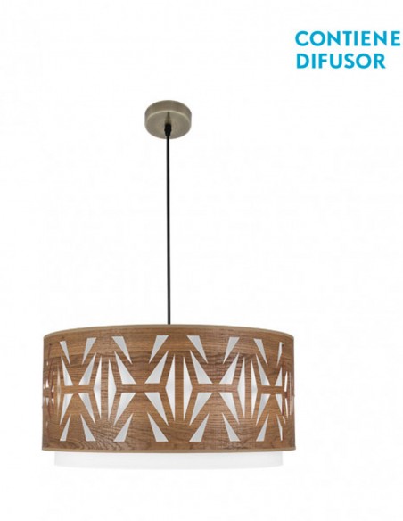 Lámpara Pantalla Tela Madera Oscura 30, 40, 50 y 60 cm