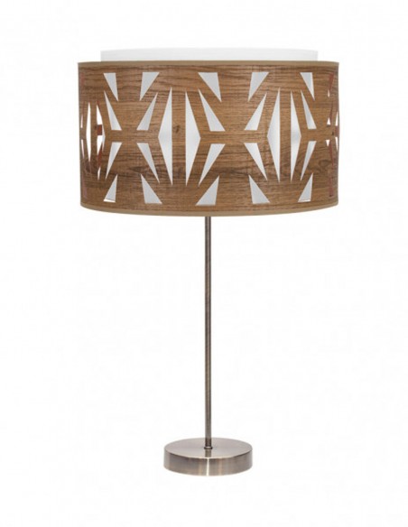 Lámpara Sobremesa Tela Acabado Madera Oscura 42 ó 61 cm Alto