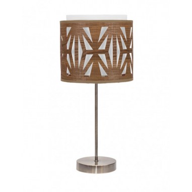 Lámpara Sobremesa Tela Acabado Madera...