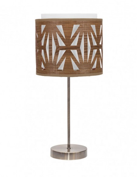 Lámpara Sobremesa Tela Acabado Madera Oscura 42 ó 61 cm Alto