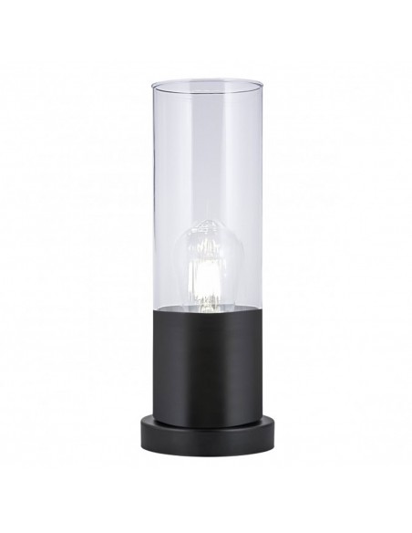 Lámpara con tubo de cristal y estructura negra