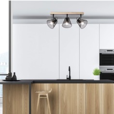 Regleta vintage de metal y madera