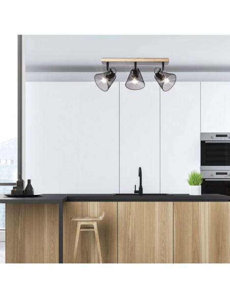 Regleta vintage de metal y madera