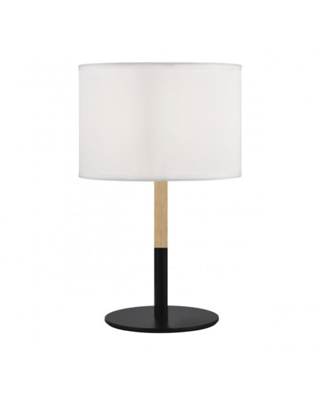 Lámpara de mesa negra y madera