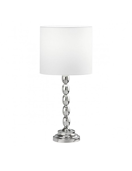 Lámpara de sobremesa cromo columna salomónica con pantalla