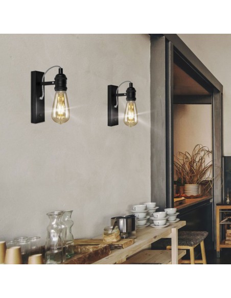 Aplique de pared negro bombilla vista