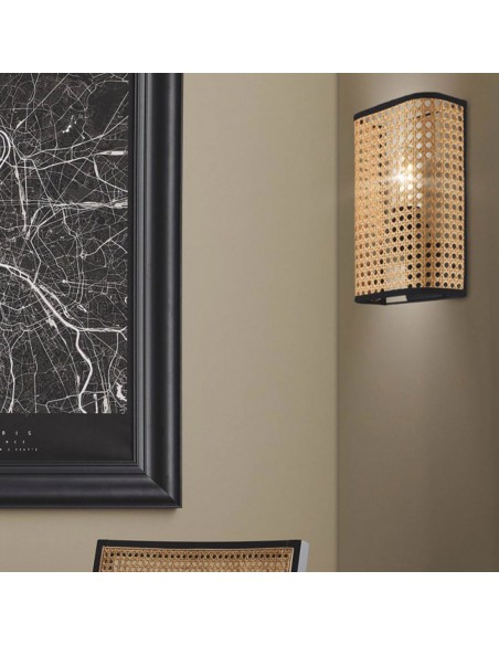 Medio Aplique de Pared Ratán Natural