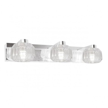 Luminaria Pared Cromo 3 Luces Cristal Optico