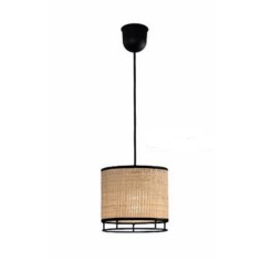 Lámpara colgante con hierro y rafia