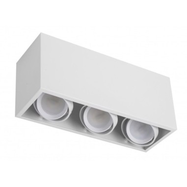 Foco Triple Cuadrado Superficie Orientable Blanco