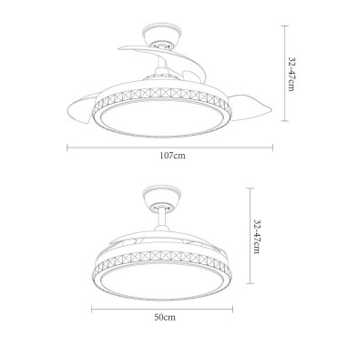 Ventilador de techo Biliku retráctil