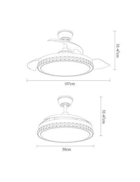 Ventilador de techo Biliku retráctil