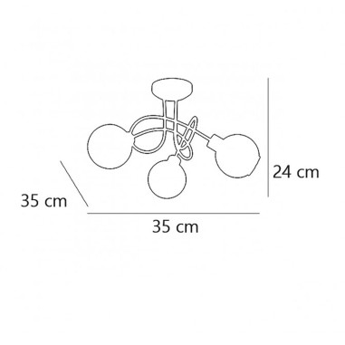 Lámpara con tulipas de cristal y alambre cromada