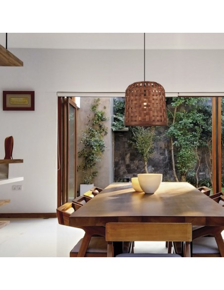 Lámpara techo madera natural