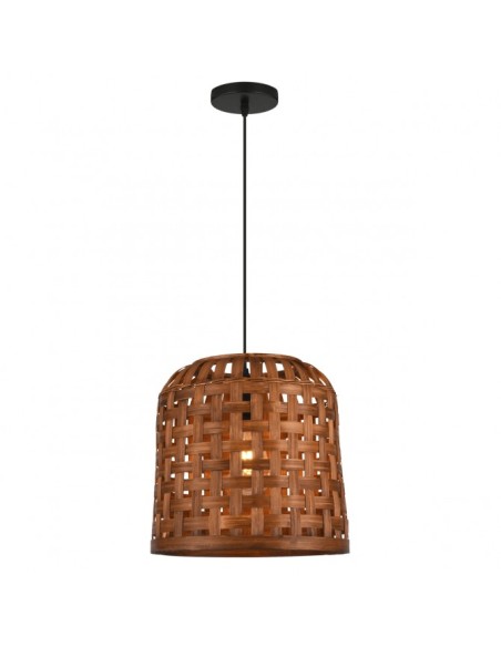 Lámpara madera regulable en altura.