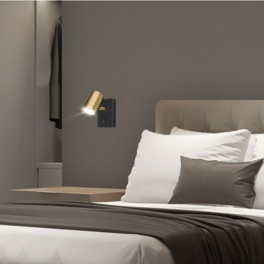 Foco cabecero de cama negro-dorado