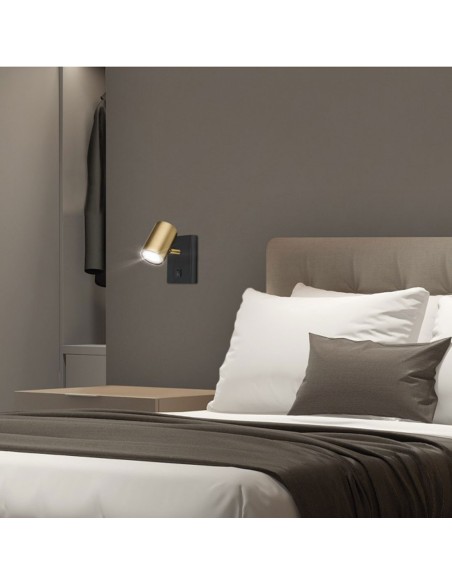 Foco cabecero de cama negro-dorado