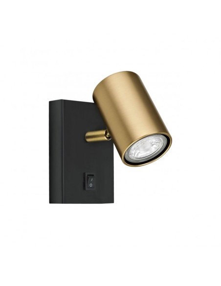 Foco negro-latón con interruptor