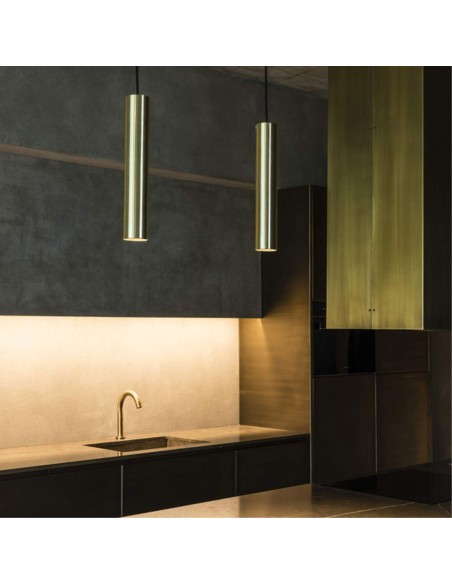 Lámpara cilíndrica oro satinado