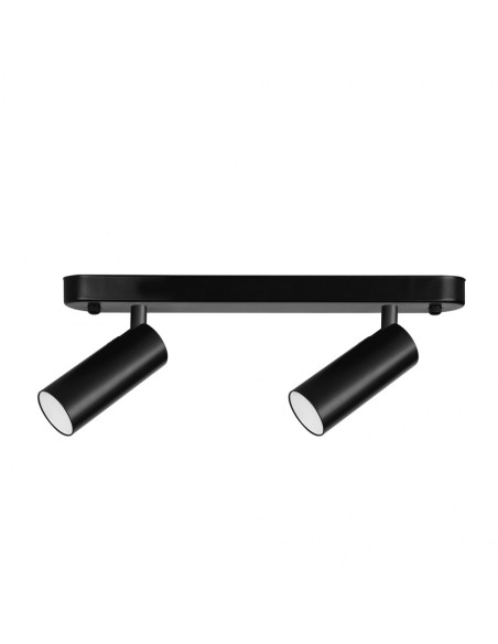 Regleta de 2 luces acero negra