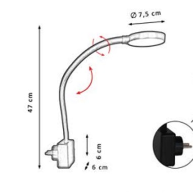 Flexo Enchufe Pared Blanco y Negro 3...