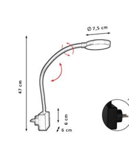 Flexo Enchufe Pared Blanco y Negro 3 Intensidades