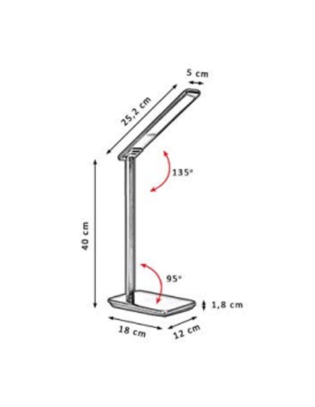 Flexo LED USB Carga Inalámbrica Táctil Negro