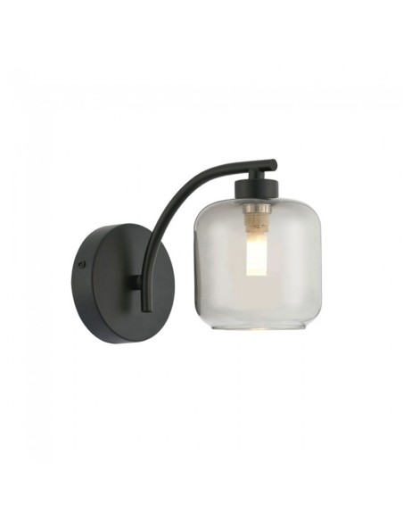 Aplique negro con tulipa de cristal fumé