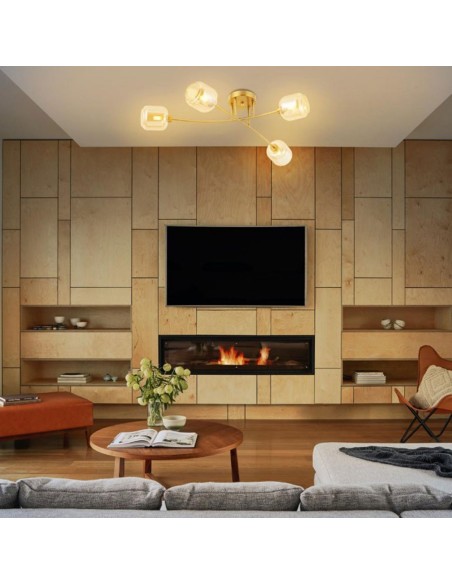 Lámpara plafón con tulipa ambar