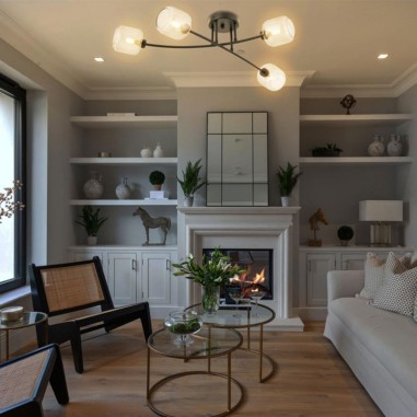 Plafón de techo negro con tulipa de cristal