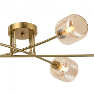 Lámpara de techo tulipa de cristal oro satinado Lámpara de techo tulipa de cristal oro satinado