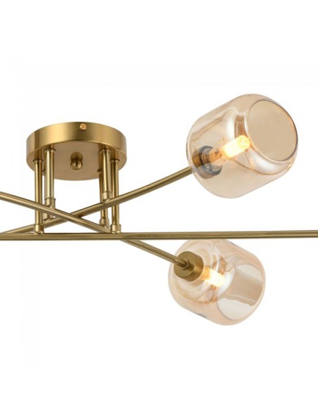 Lámpara de techo tulipa de cristal oro satinado