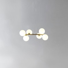 Lámpara 6 bolas oro